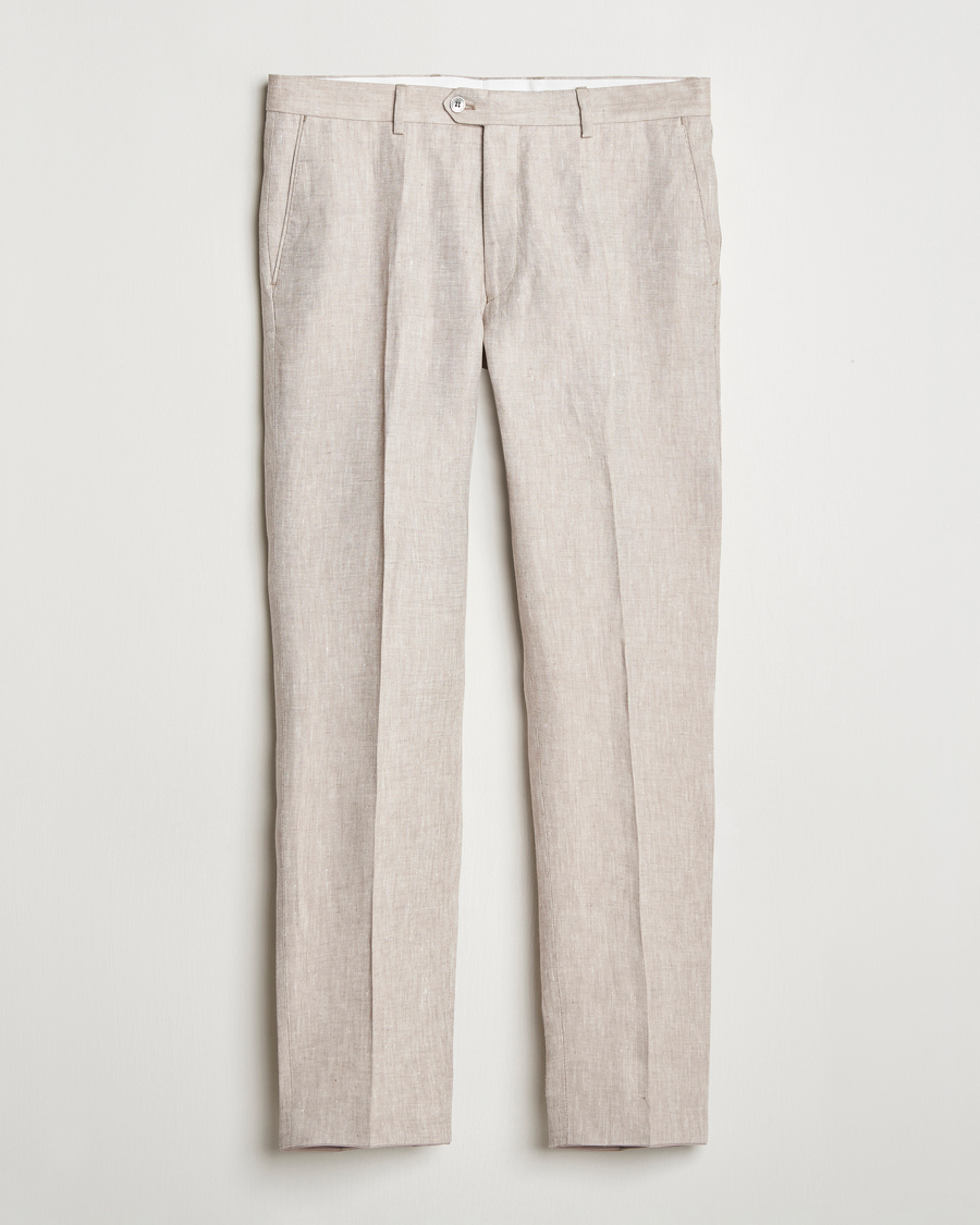 Heren | Broeken | Oscar Jacobson | Denz Linen Trousers Beige