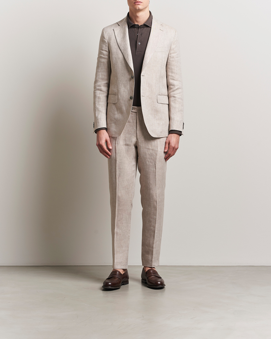 Heren | Broeken | Oscar Jacobson | Denz Linen Trousers Beige