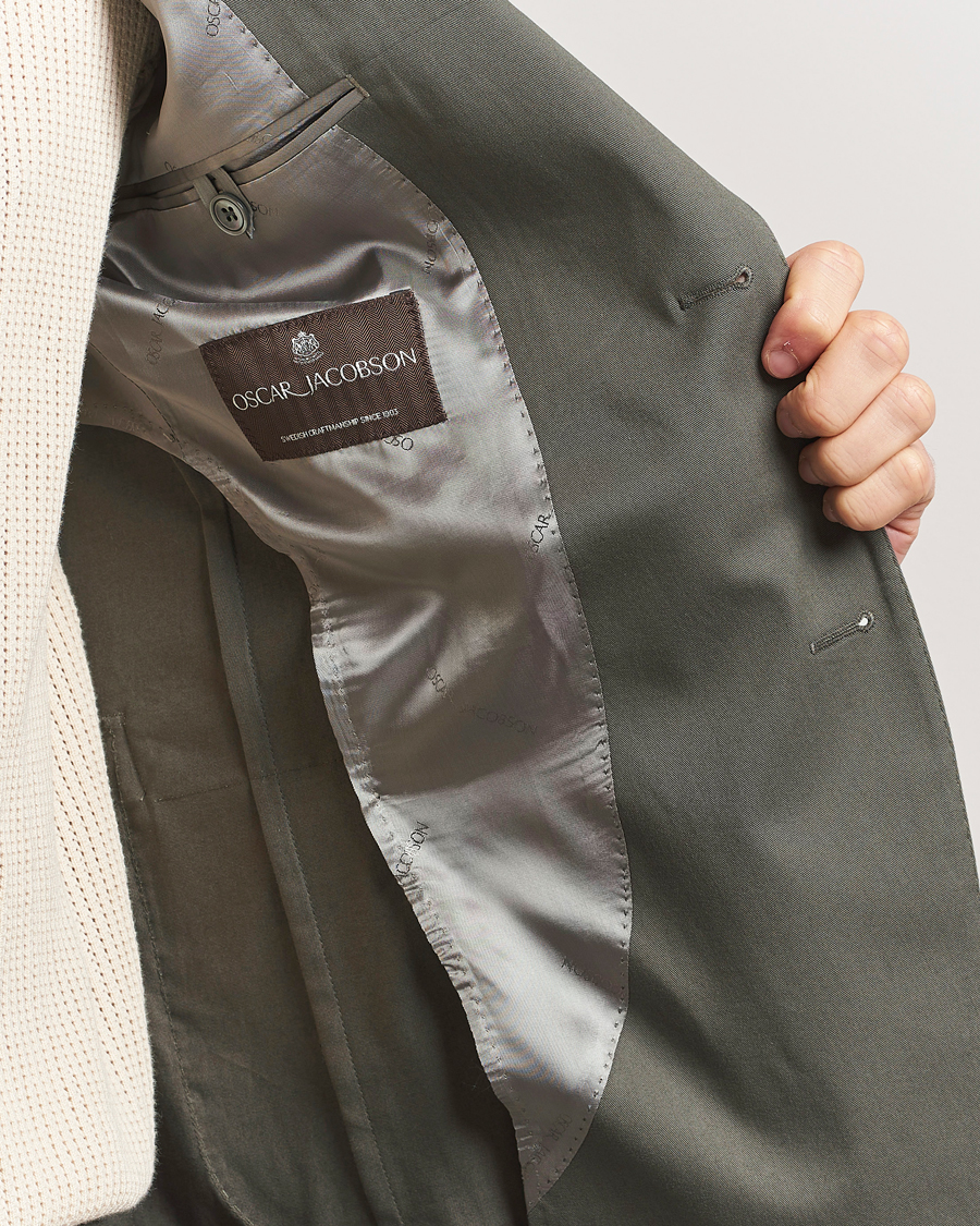 Heren | Blazers | Oscar Jacobson | Ferry Patch Cotton Blazer Olive