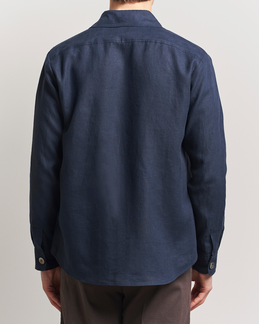 Heren | Overhemden | Oscar Jacobson | Maverick Linen Shirt Jacket Navy