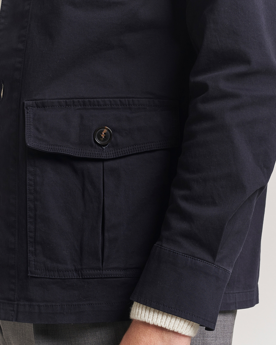 Heren | Overhemden | Oscar Jacobson | Safari Cotton Shirt Jacket Navy