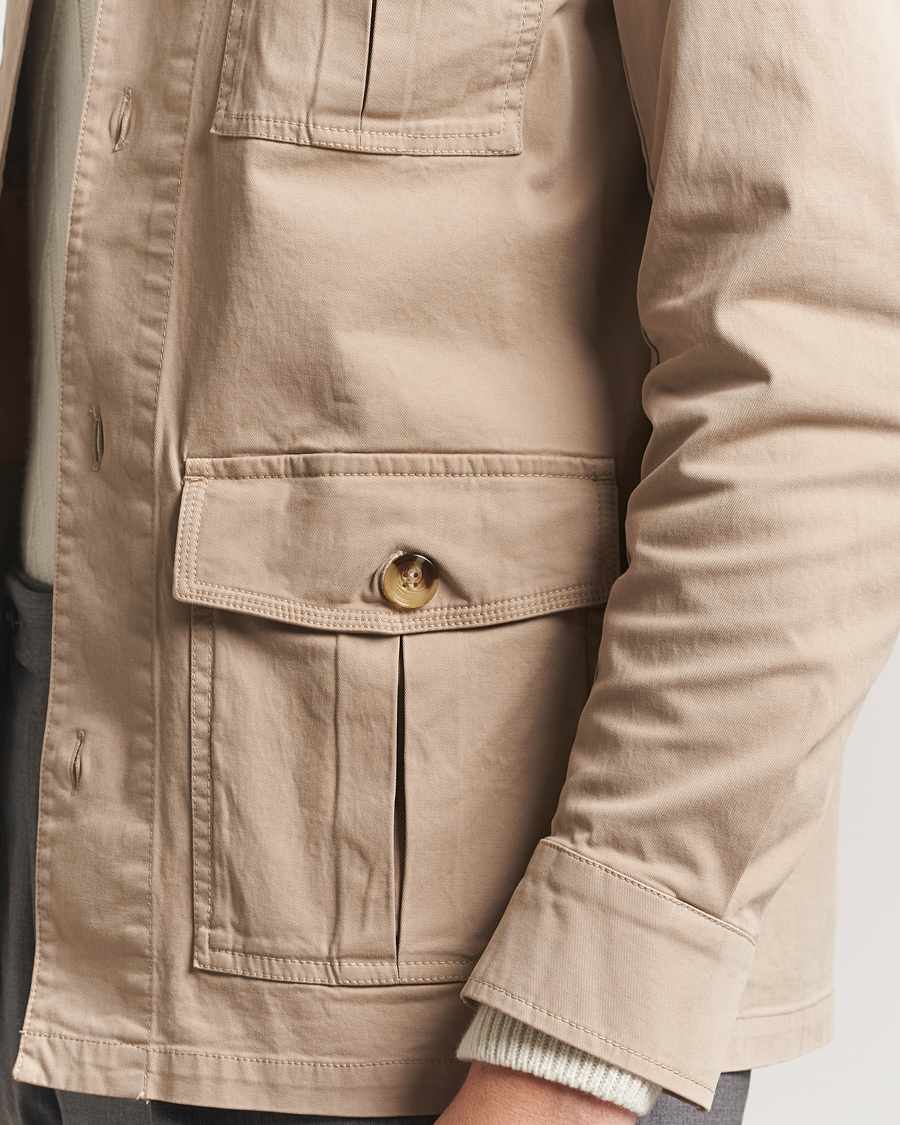 Heren | Overhemden | Oscar Jacobson | Safari Cotton Shirt Jacket Beige