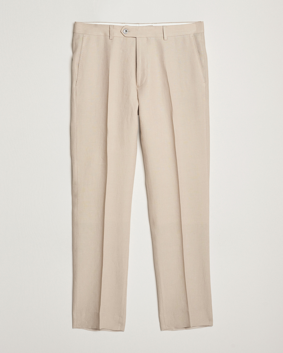 Heren | Broeken | Oscar Jacobson | Dandy Linen Trousers Beige