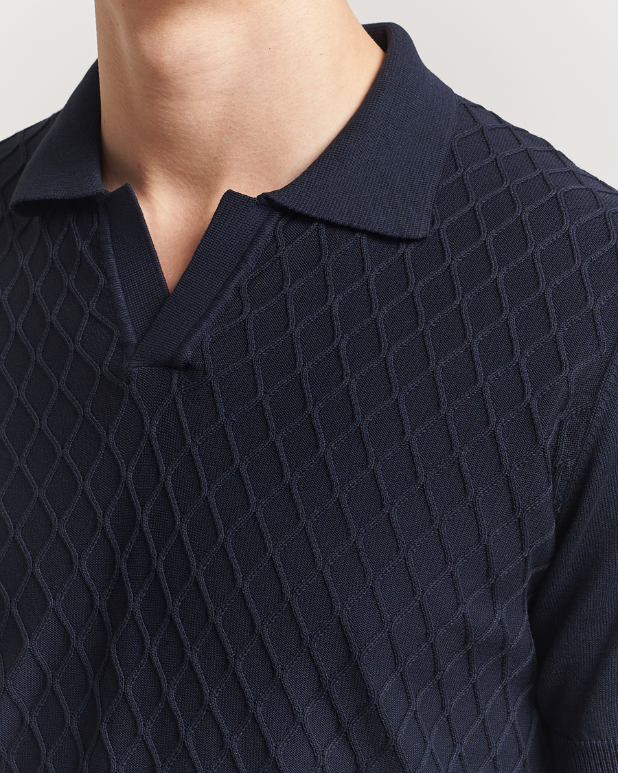 Heren | Polo's | Oscar Jacobson | Mirza Structured Cotton Polo Navy