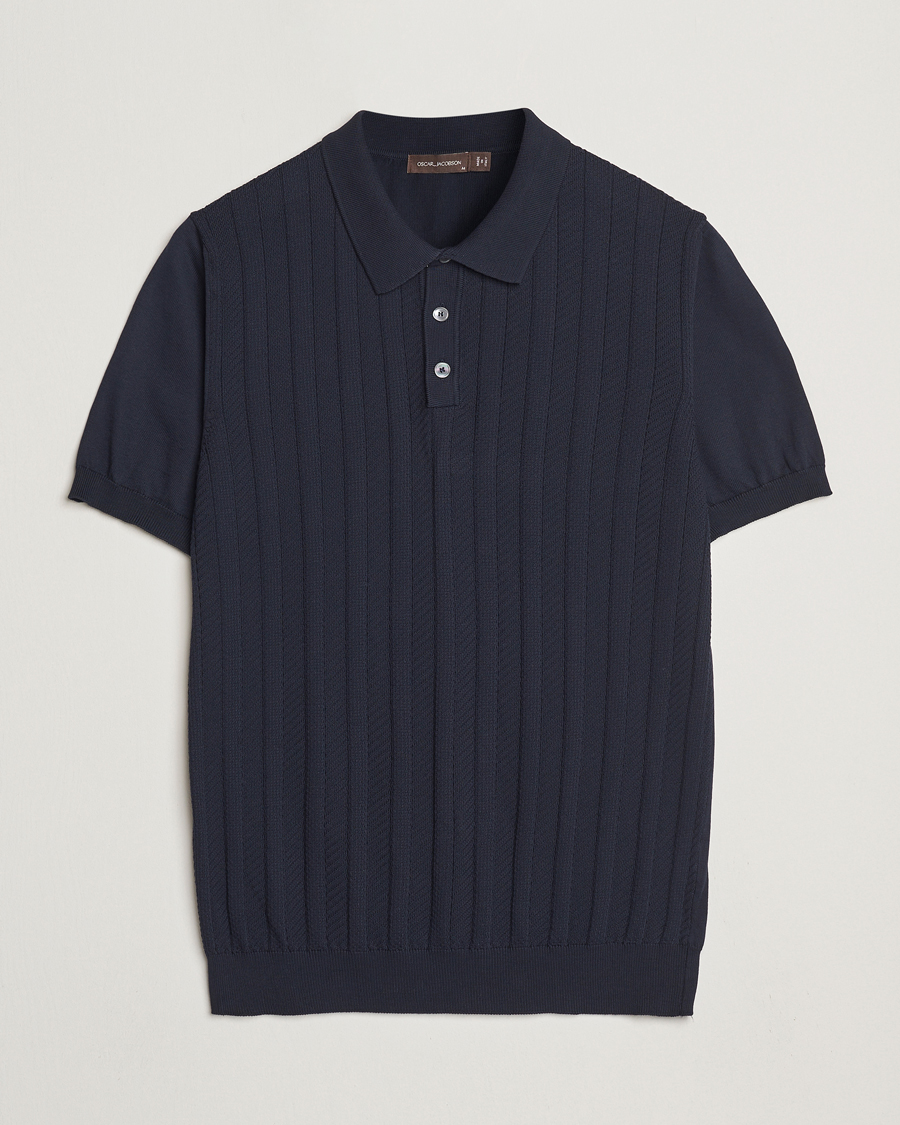 Heren | Polo's | Oscar Jacobson | Barto Structured Cotton Polo Navy