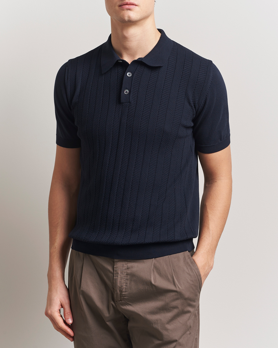Heren | Polo's | Oscar Jacobson | Barto Structured Cotton Polo Navy