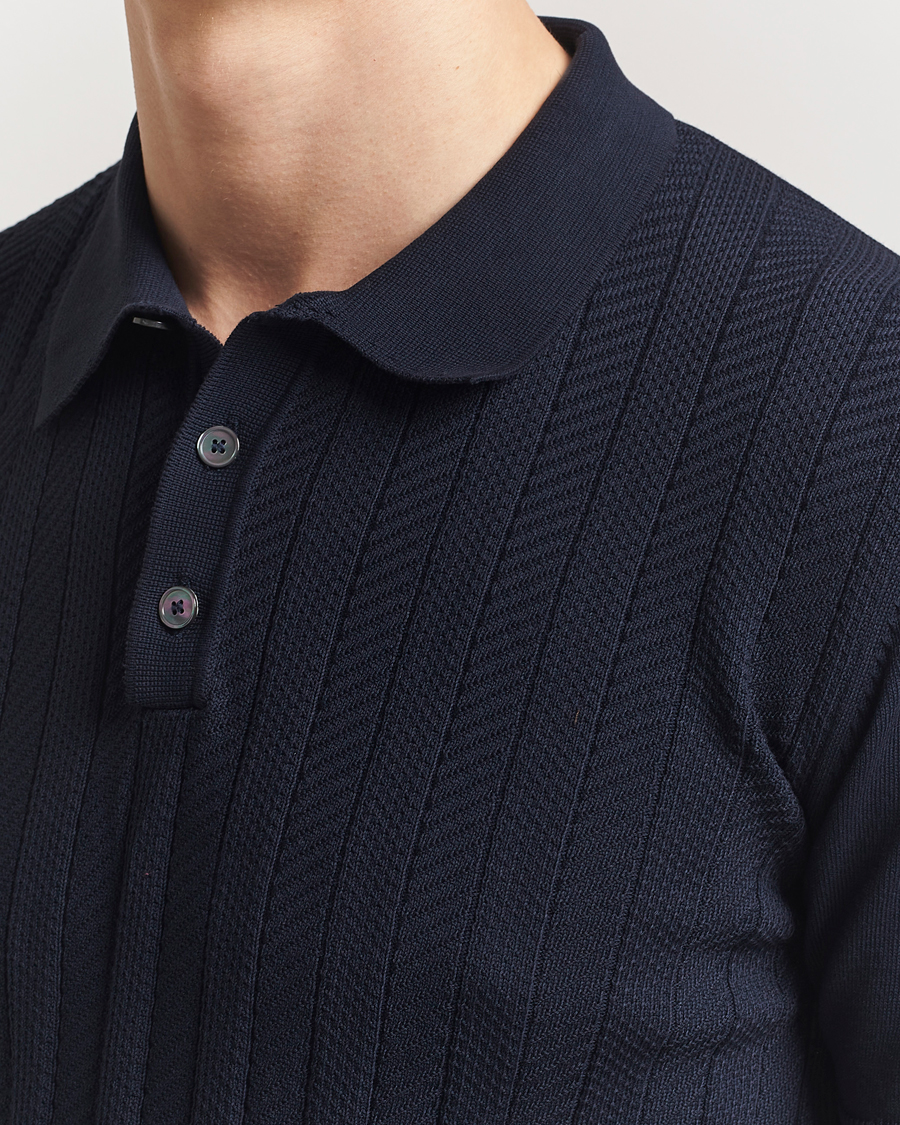 Heren | Polo's | Oscar Jacobson | Barto Structured Cotton Polo Navy