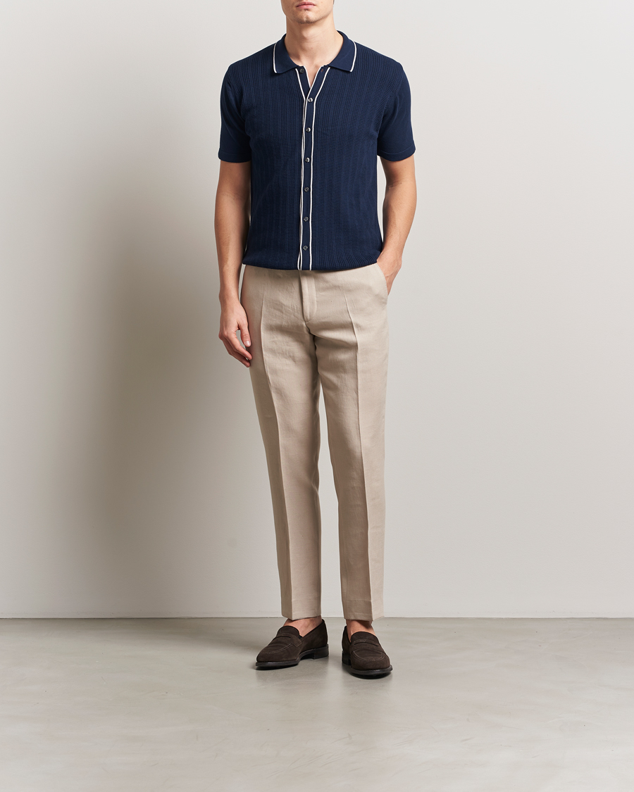 Heren | Polo's | Oscar Jacobson | Barker Knitted Polo Navy