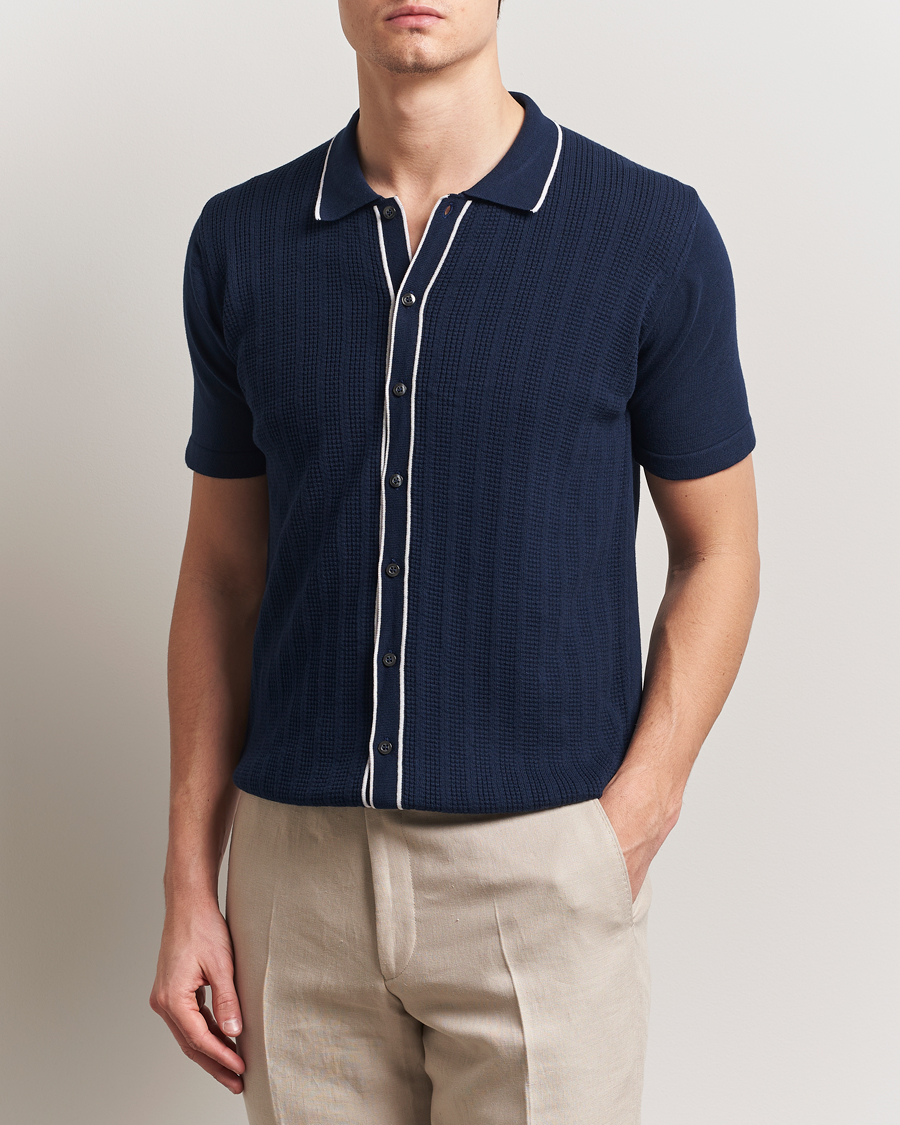 Heren | Polo's | Oscar Jacobson | Barker Knitted Polo Navy