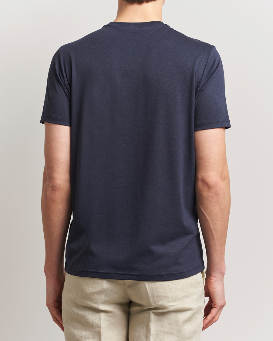Heren | T-shirts | Oscar Jacobson | Kim Lyocel/Cotton T-Shirt Navy