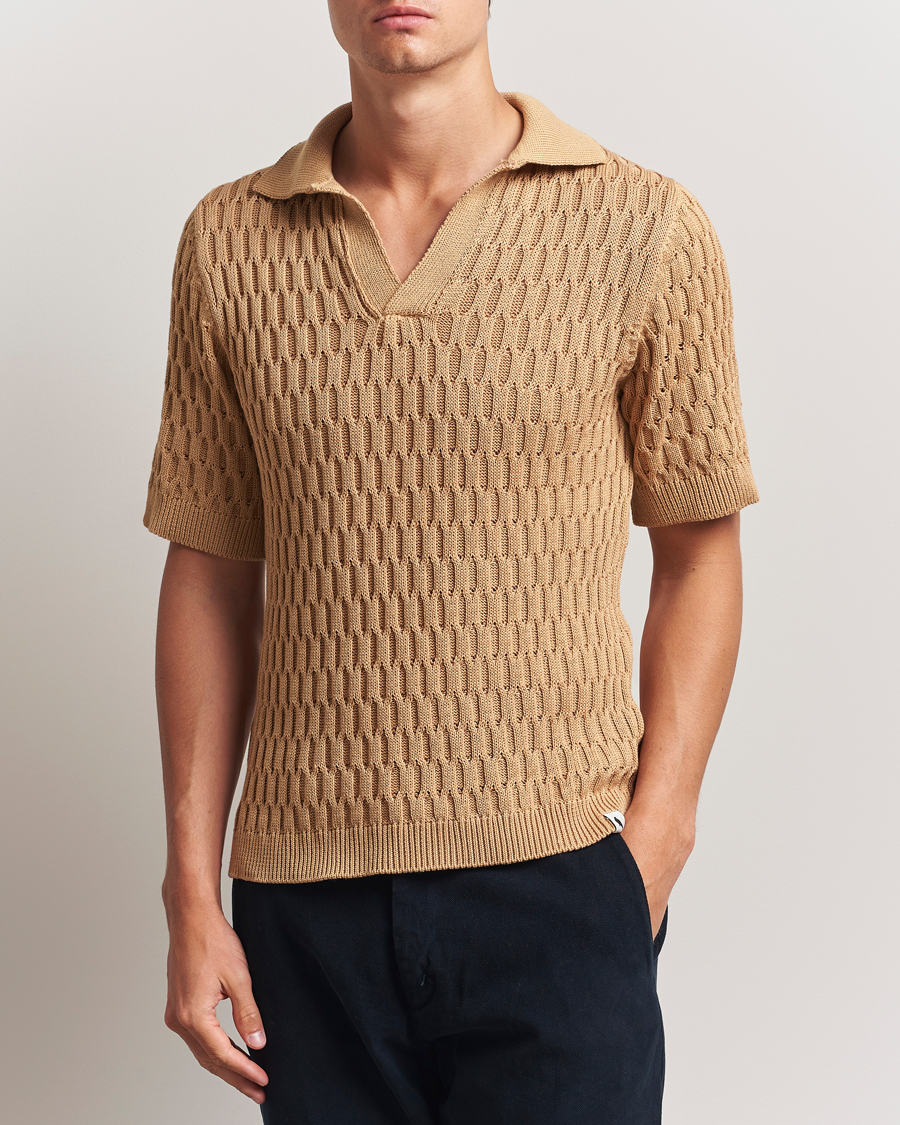 Heren | Polo's | Peregrine | Cove Knitted Cotton Polo Shirt Sand