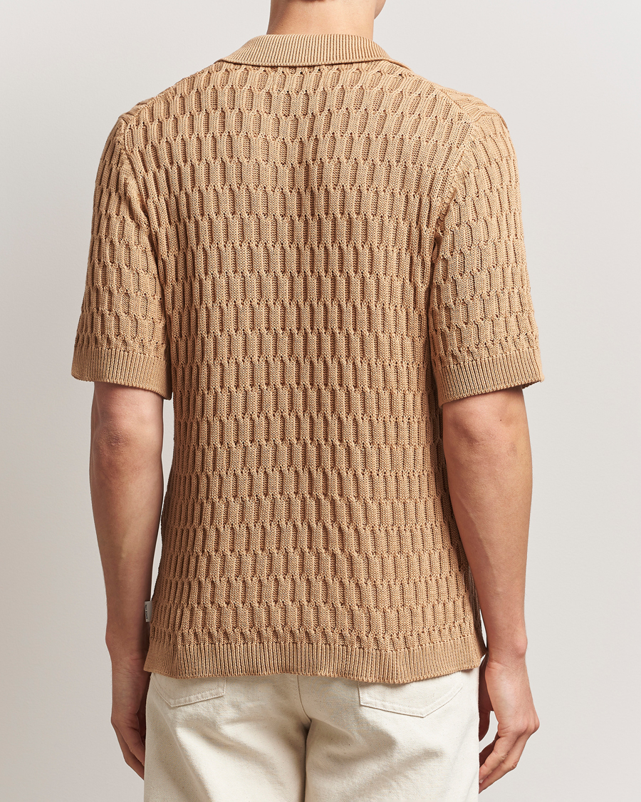 Heren | Overhemden | Peregrine | Cove Knitted Short Sleeve Shirt Sand