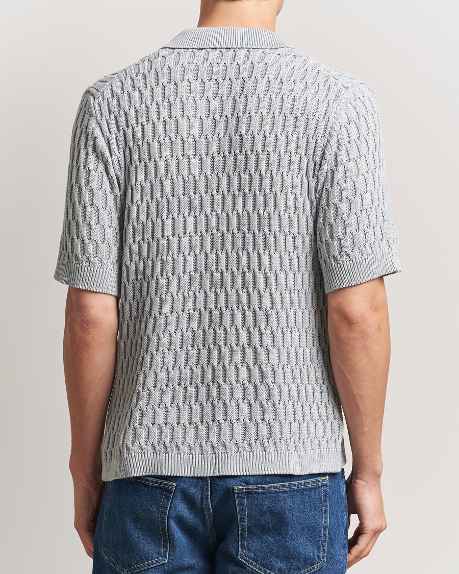 Heren | Overhemden | Peregrine | Cove Knitted Short Sleeve Shirt Washed Denim