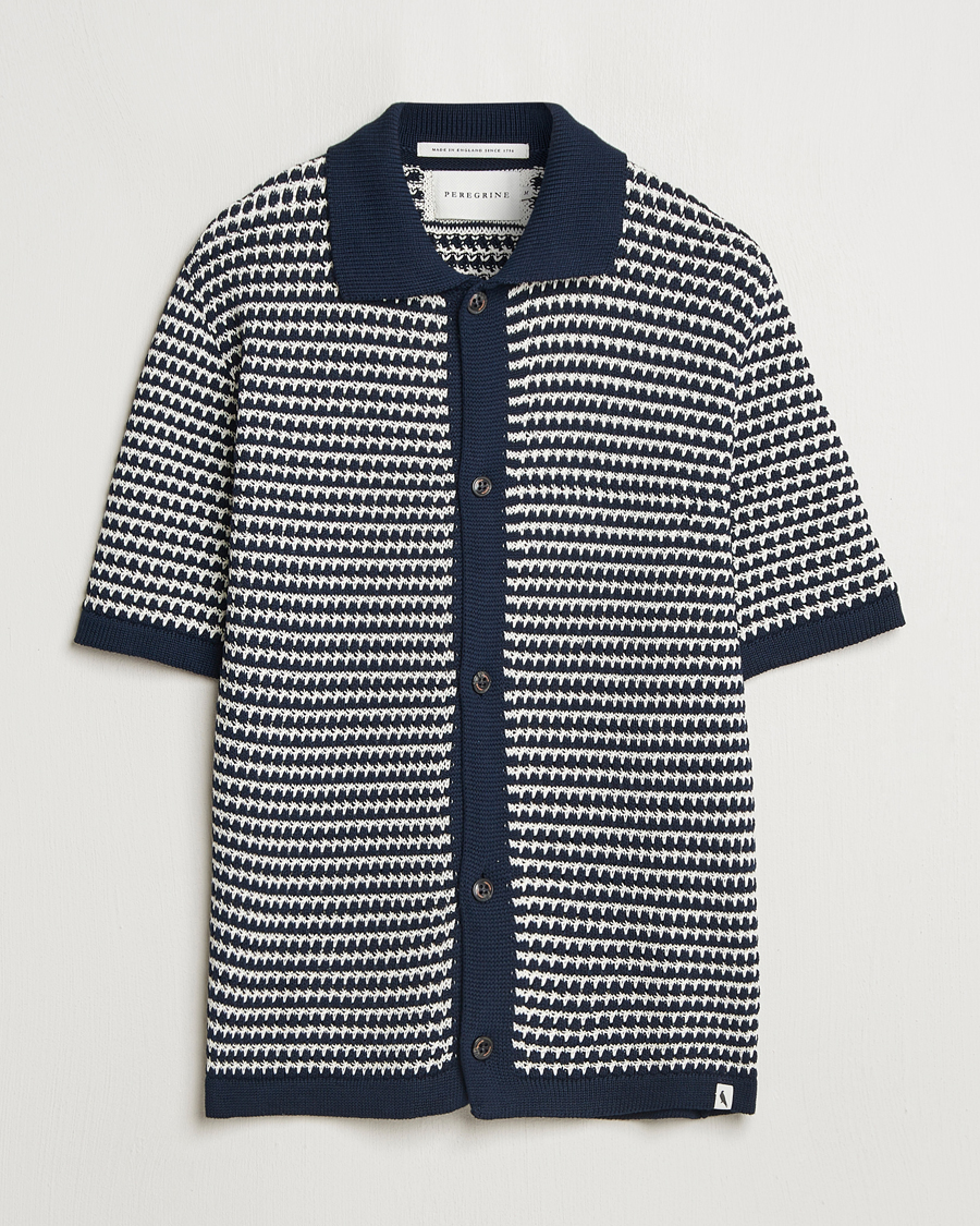 Heren | Overhemden | Peregrine | Island Crochet Knitted Shirt Navy