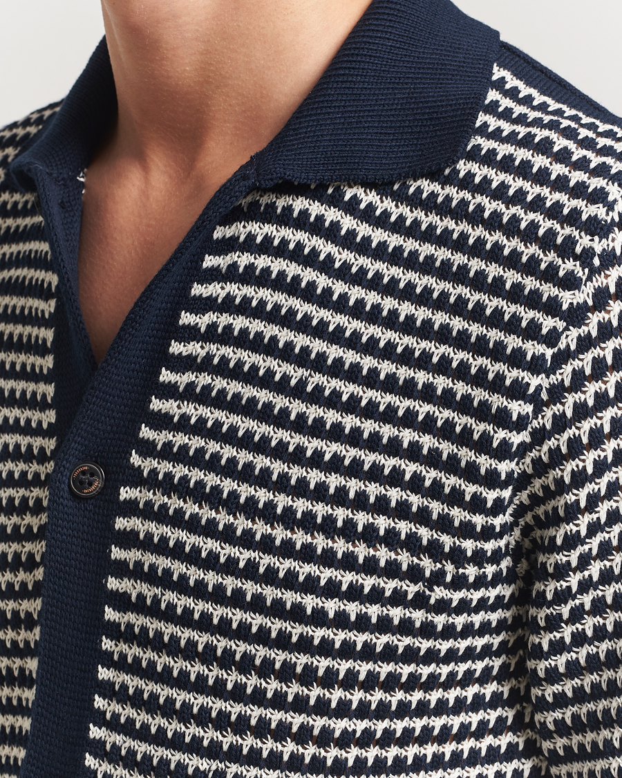 Heren | Overhemden | Peregrine | Island Crochet Knitted Shirt Navy