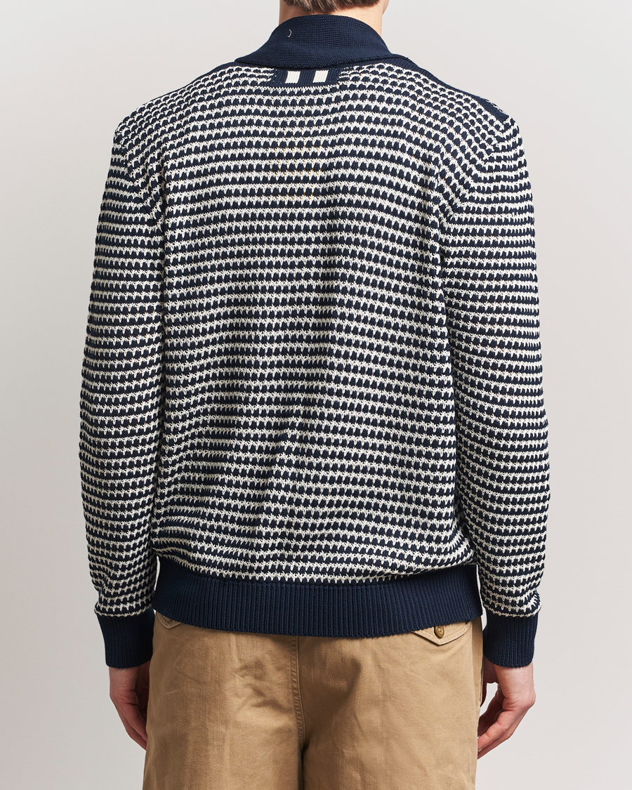 Heren | Truien | Peregrine | Island Crochet Knitted Cardigan Navy