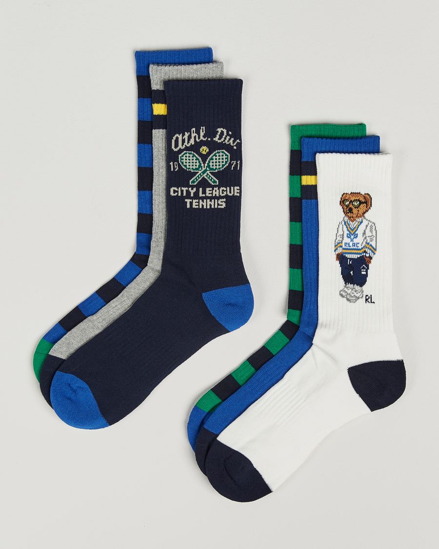 Heren | Ondergoed | Polo Ralph Lauren | 6-Pack Mix Crew Sock Navy/Blue/White/Grey/Green