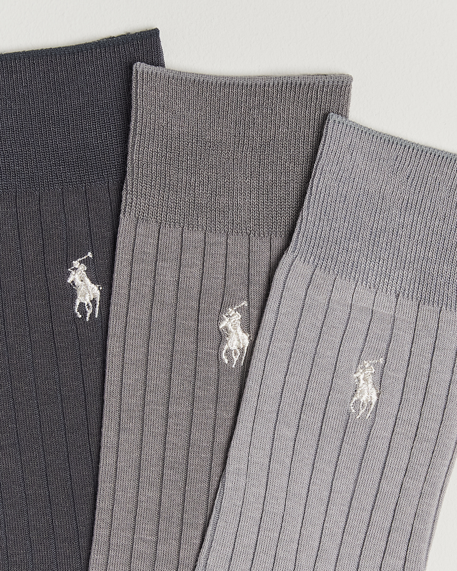 Heren | Ondergoed | Polo Ralph Lauren | 3-Pack Egyptian Rib Crew Sock Grey Combo