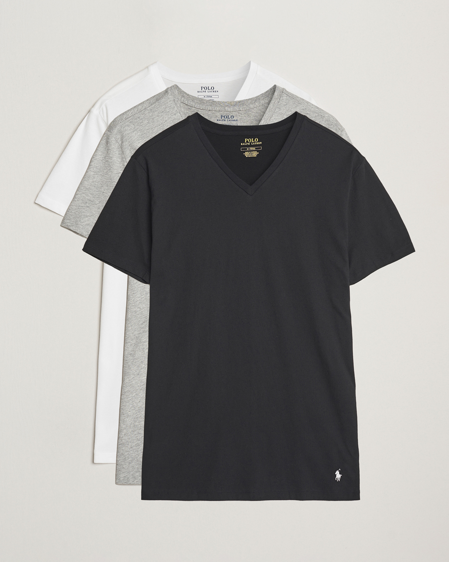 Heren | T-shirts | Polo Ralph Lauren | 3-Pack V Neck T-Shirt White/Grey/Black