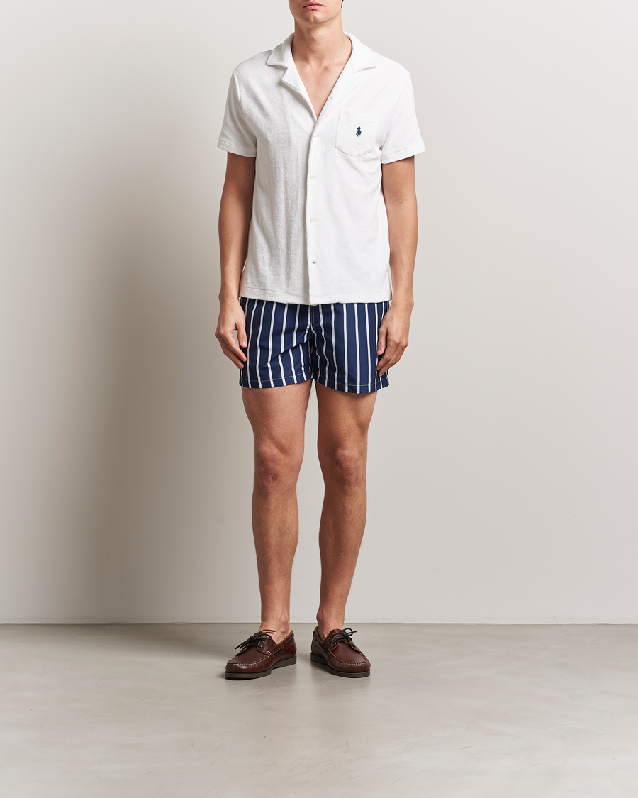 Heren | Zwembroek | Polo Ralph Lauren | Traveler Boxer Swimshorts Navy Vertical Wide Stripe