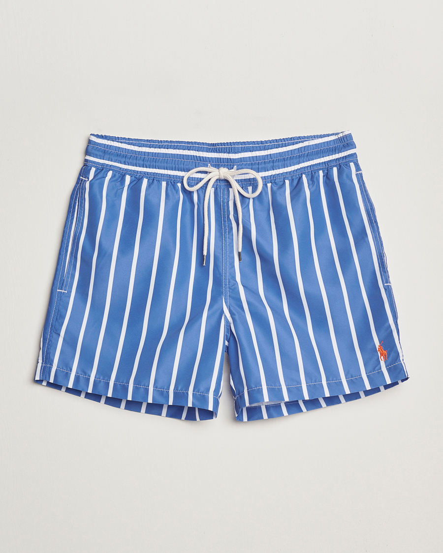 Heren | Zwembroek | Polo Ralph Lauren | Traveler Boxer Swimshorts Blue Vertical Wide Stripe
