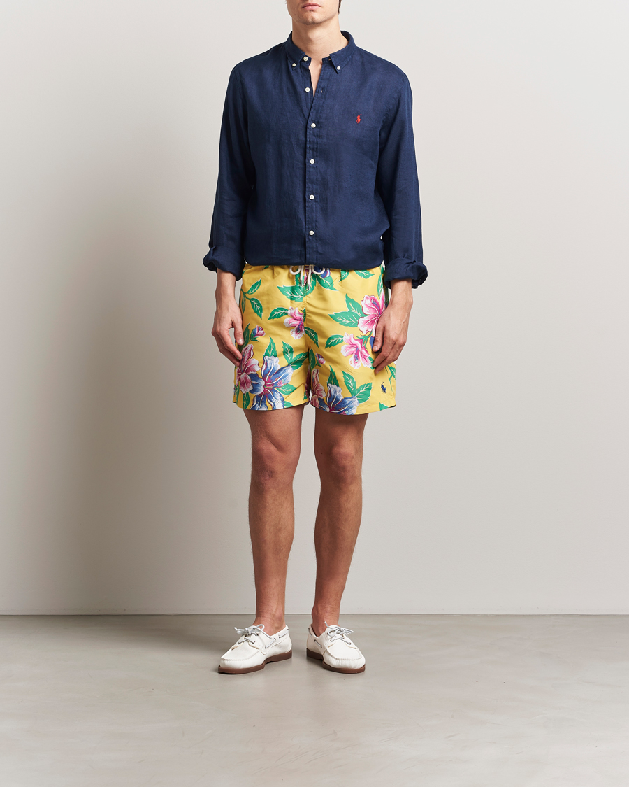 Heren | Zwembroek | Polo Ralph Lauren | Traveler Recycled Swimshorts Iconic Hibiscus Yellow