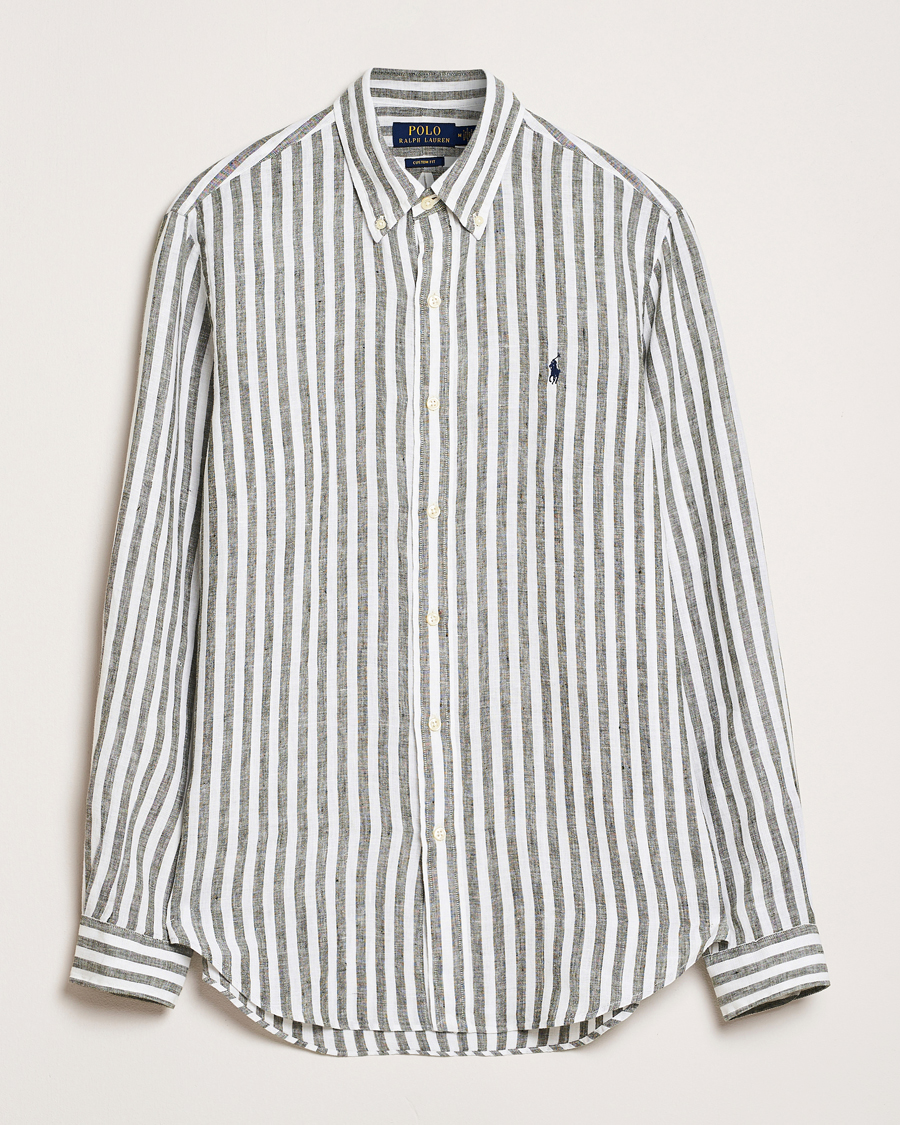 Heren | Overhemden | Polo Ralph Lauren | Custom Fit Striped Linen Shirt New Olive/White