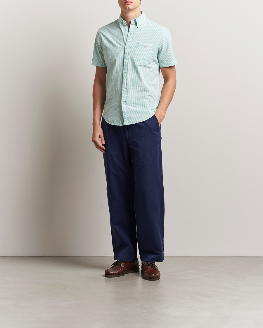 Heren | Overhemden | Polo Ralph Lauren | Seersucker Short Sleeve Striped Shirt Green/White