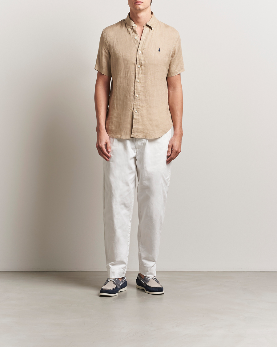 Heren | Overhemden | Polo Ralph Lauren | Short Sleeve Linen Shirt Coastal Beige