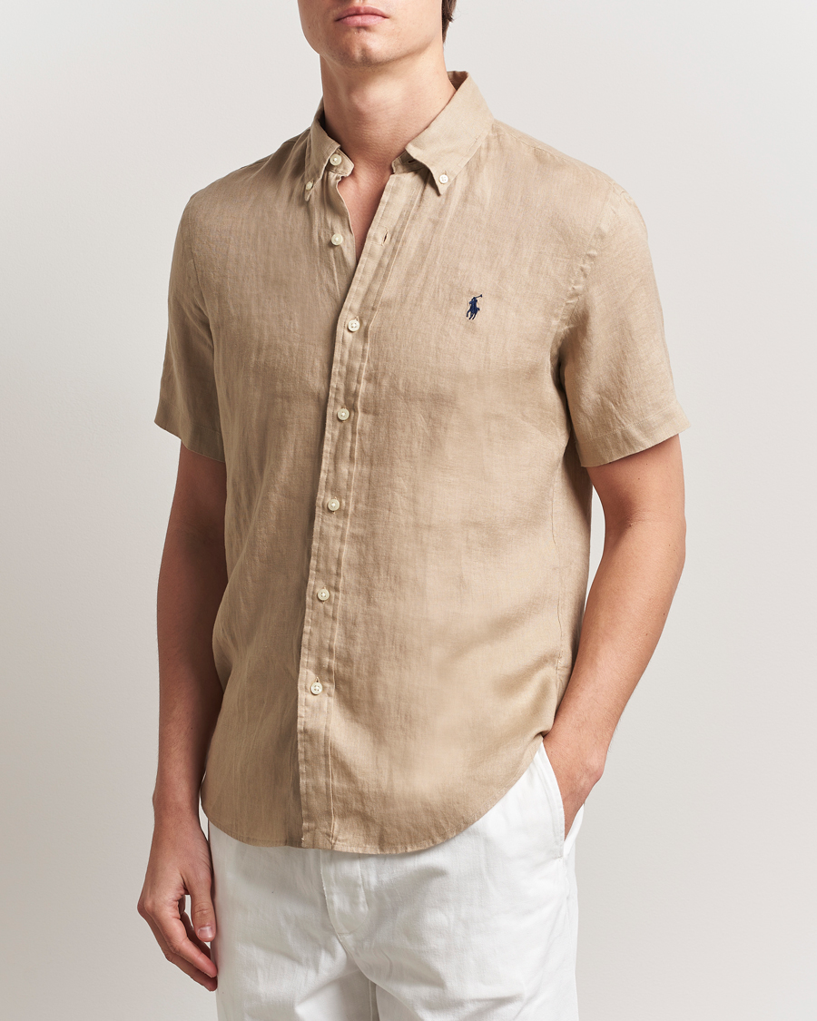 Heren | Overhemden | Polo Ralph Lauren | Short Sleeve Linen Shirt Coastal Beige