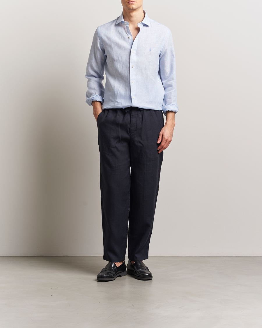 Heren | Overhemden | Polo Ralph Lauren | Custom Fit Dressed Striped Linen Shirt Cabana Blue