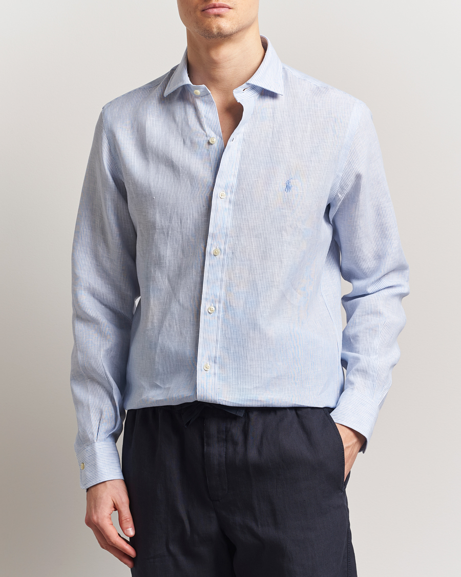 Heren | Overhemden | Polo Ralph Lauren | Custom Fit Dressed Striped Linen Shirt Cabana Blue