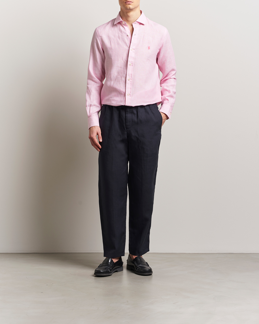 Heren | Overhemden | Polo Ralph Lauren | Custom Fit Dressed Striped Linen Shirt Pink/White