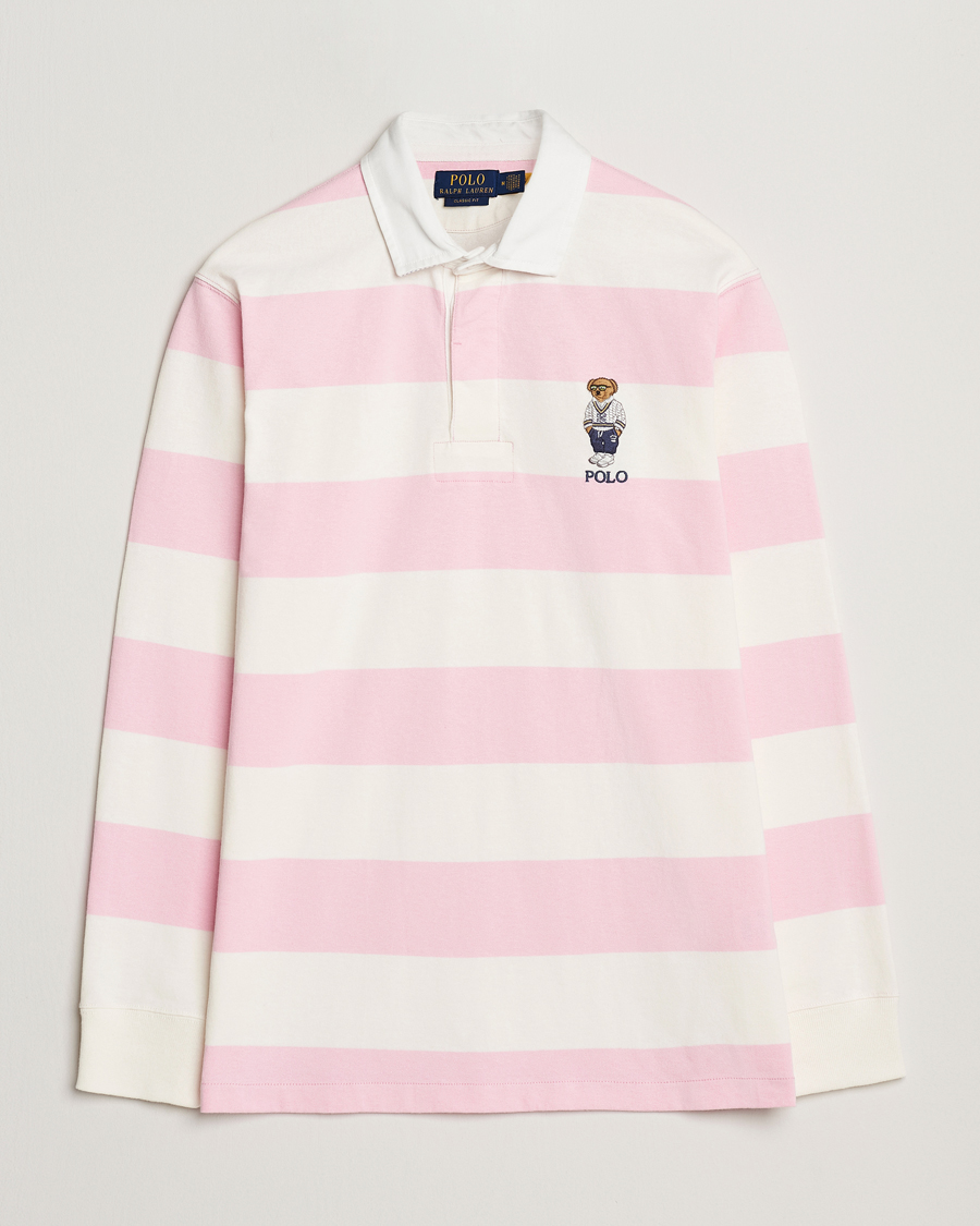 Heren | Truien | Polo Ralph Lauren | Striped Rugby Varsity Bear Pink/White
