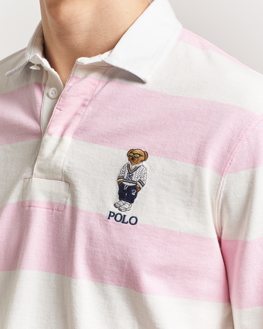 Heren | Truien | Polo Ralph Lauren | Striped Rugby Varsity Bear Pink/White