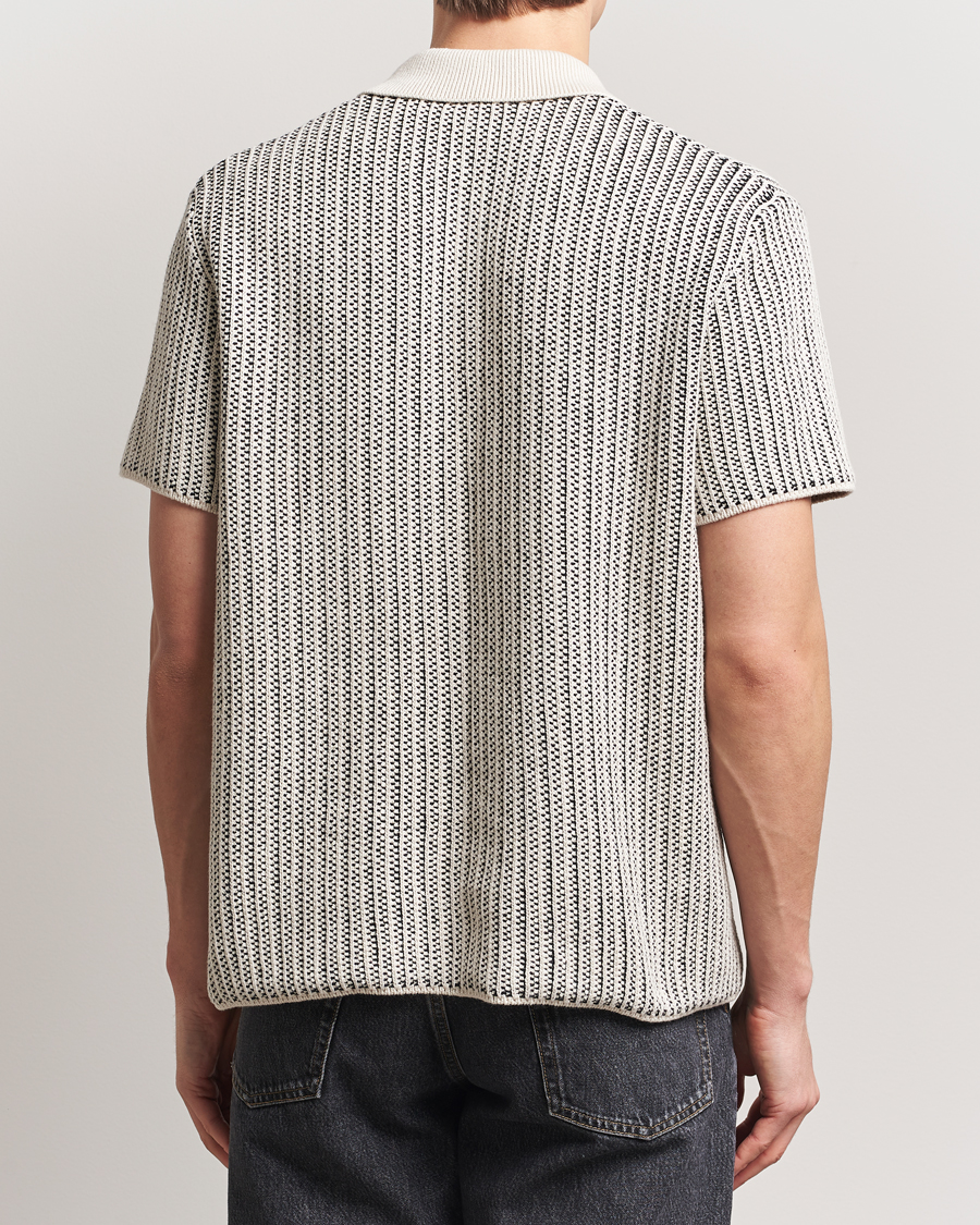 Heren | Overhemden | LES DEUX | Easton Knitted Short Sleeve Shirt Ivory/Black