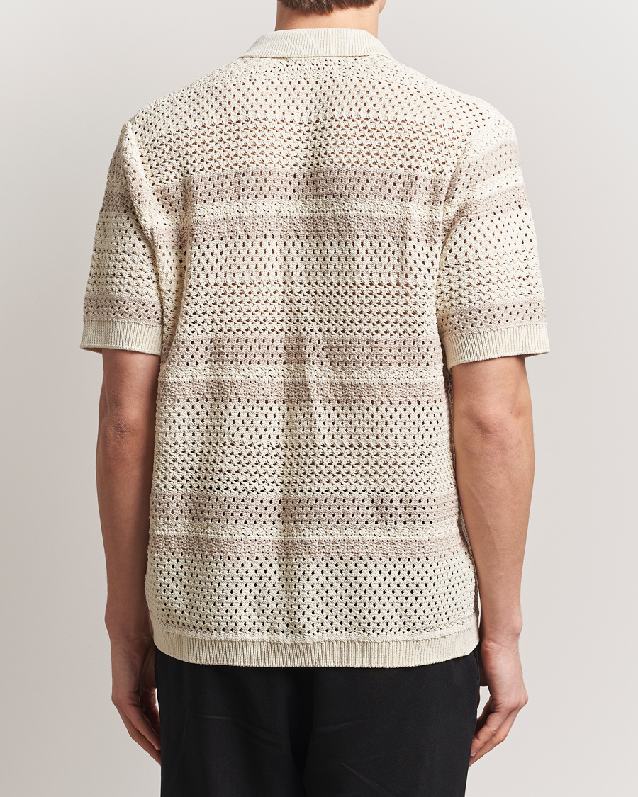 Heren | Overhemden | LES DEUX | Gianni Striped Knitted Short Sleeve Shirt Ivory