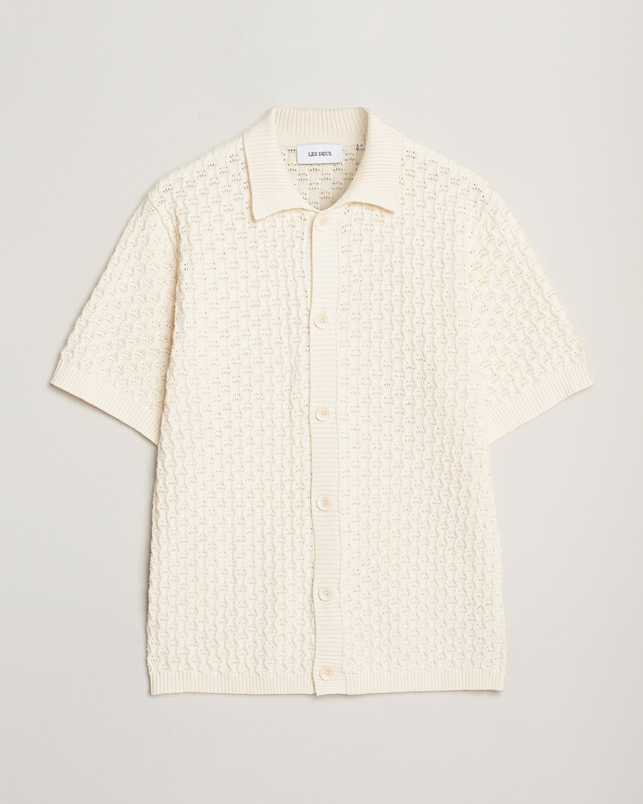 Heren | Overhemden | LES DEUX | Gespertus Knitted Short Sleeve Shirt Ivory