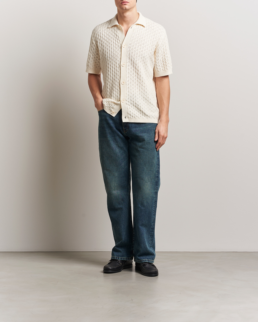 Heren | Overhemden | LES DEUX | Gespertus Knitted Short Sleeve Shirt Ivory