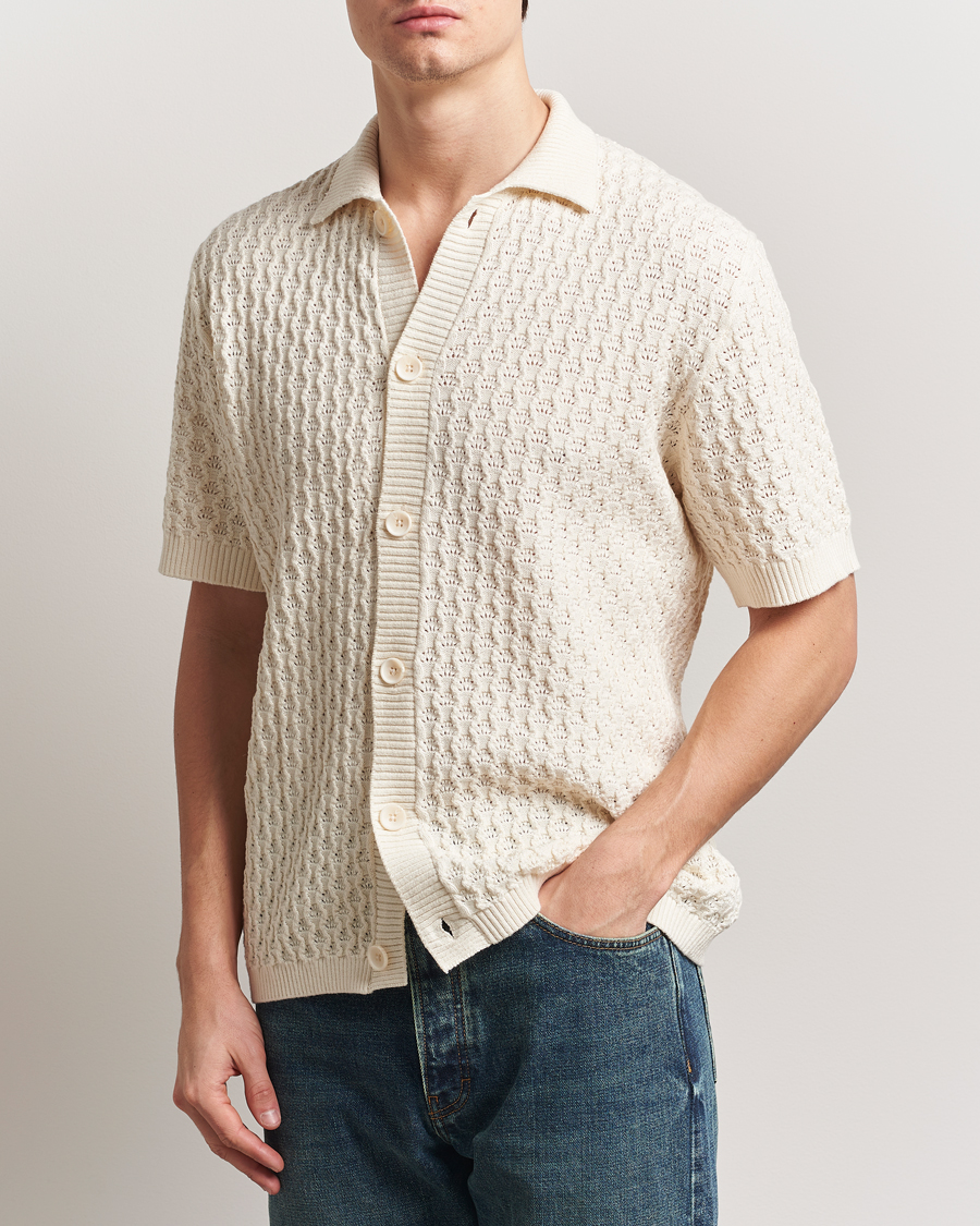 Heren | Overhemden | LES DEUX | Gespertus Knitted Short Sleeve Shirt Ivory