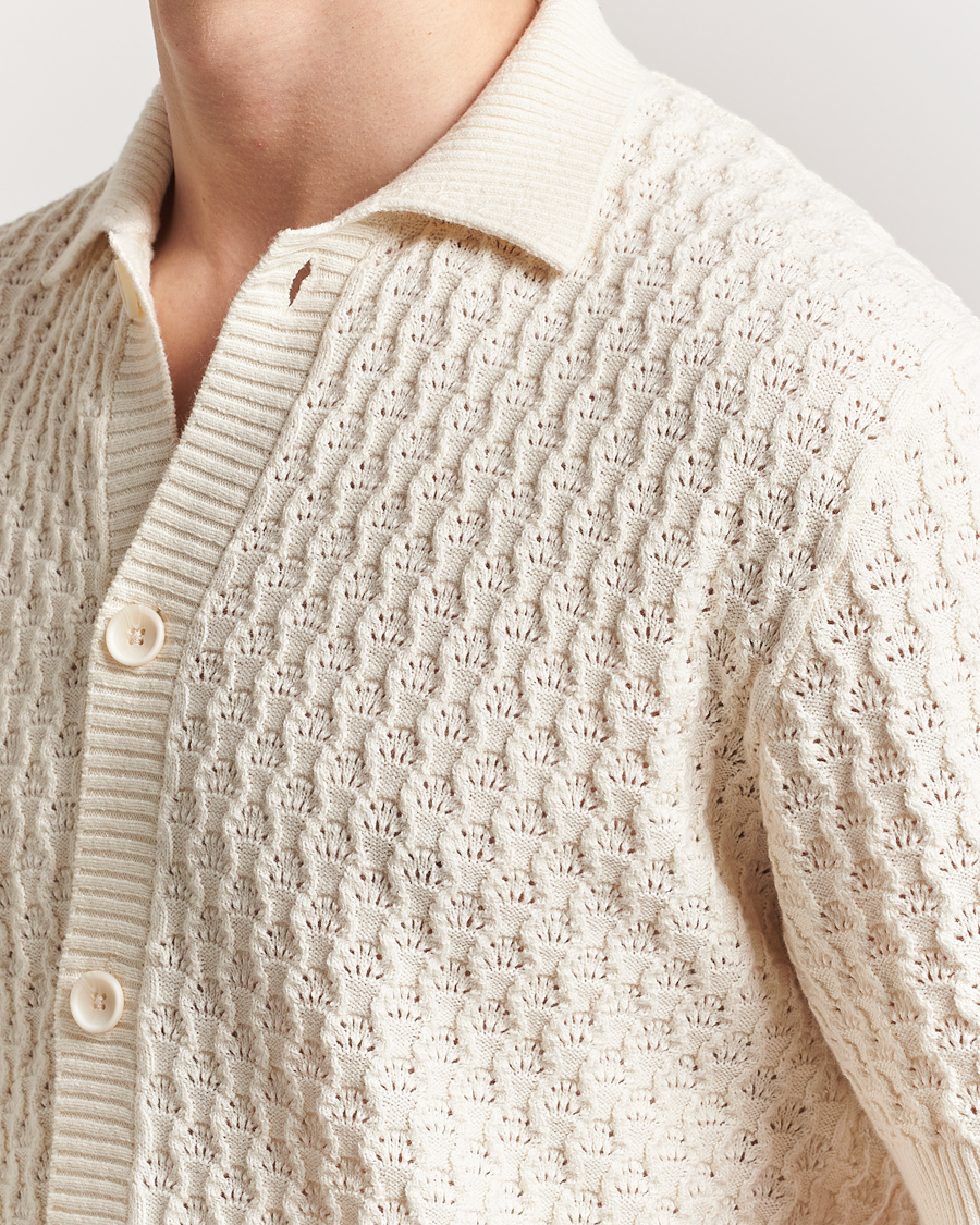 Heren | Overhemden | LES DEUX | Gespertus Knitted Short Sleeve Shirt Ivory