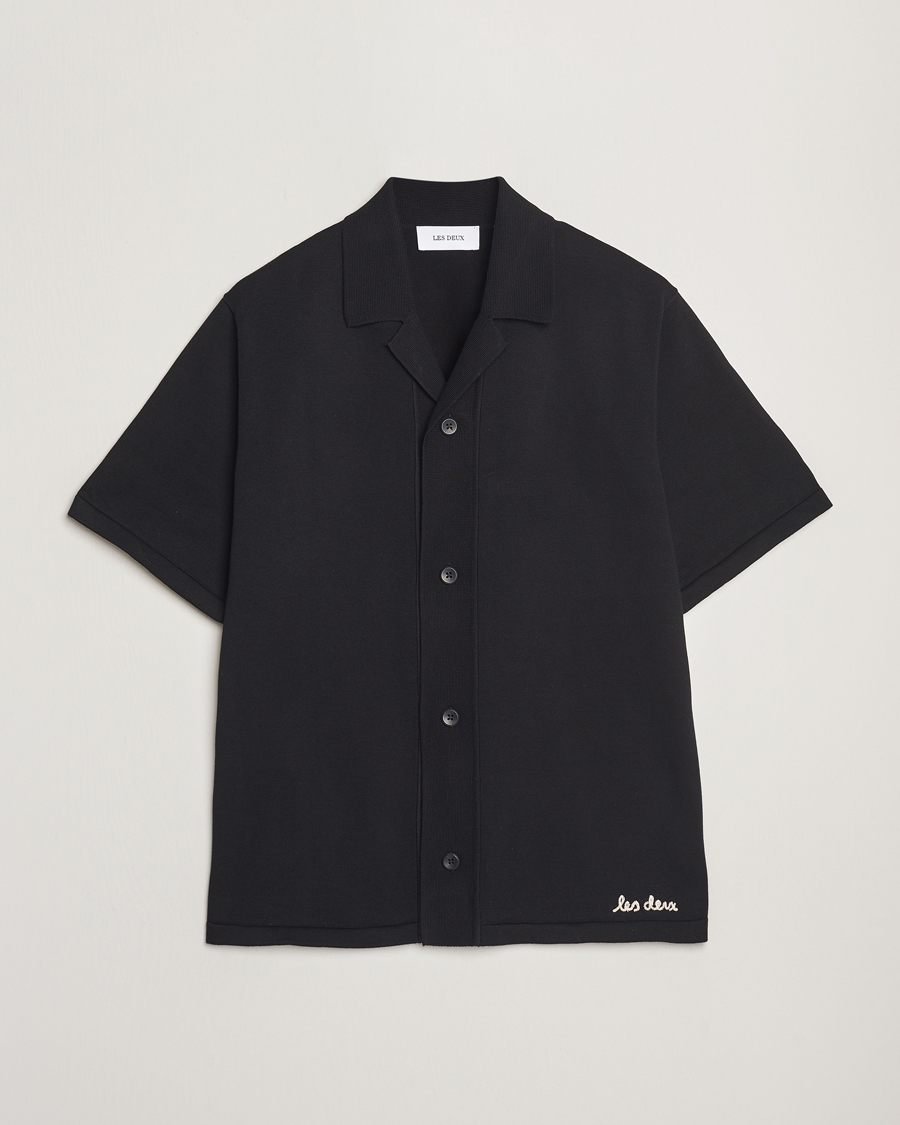 Heren | Overhemden | LES DEUX | Geoffery Short Sleeve Knitted Shirt Black