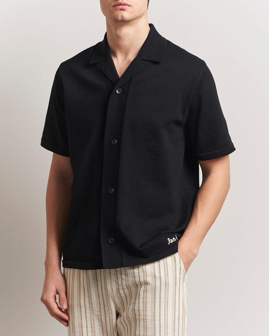 Heren | Overhemden | LES DEUX | Geoffery Short Sleeve Knitted Shirt Black