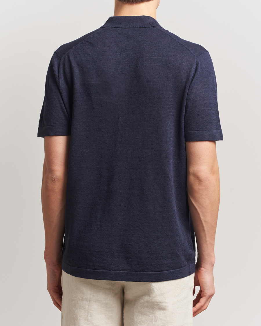 Heren | Polo's | LES DEUX | Emmanuel Linen/Cotton Polo Knit Dark Navy
