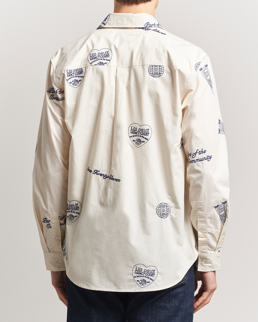Heren | Overhemden | LES DEUX | Kalen All Over Embroidery Shirt Ivory