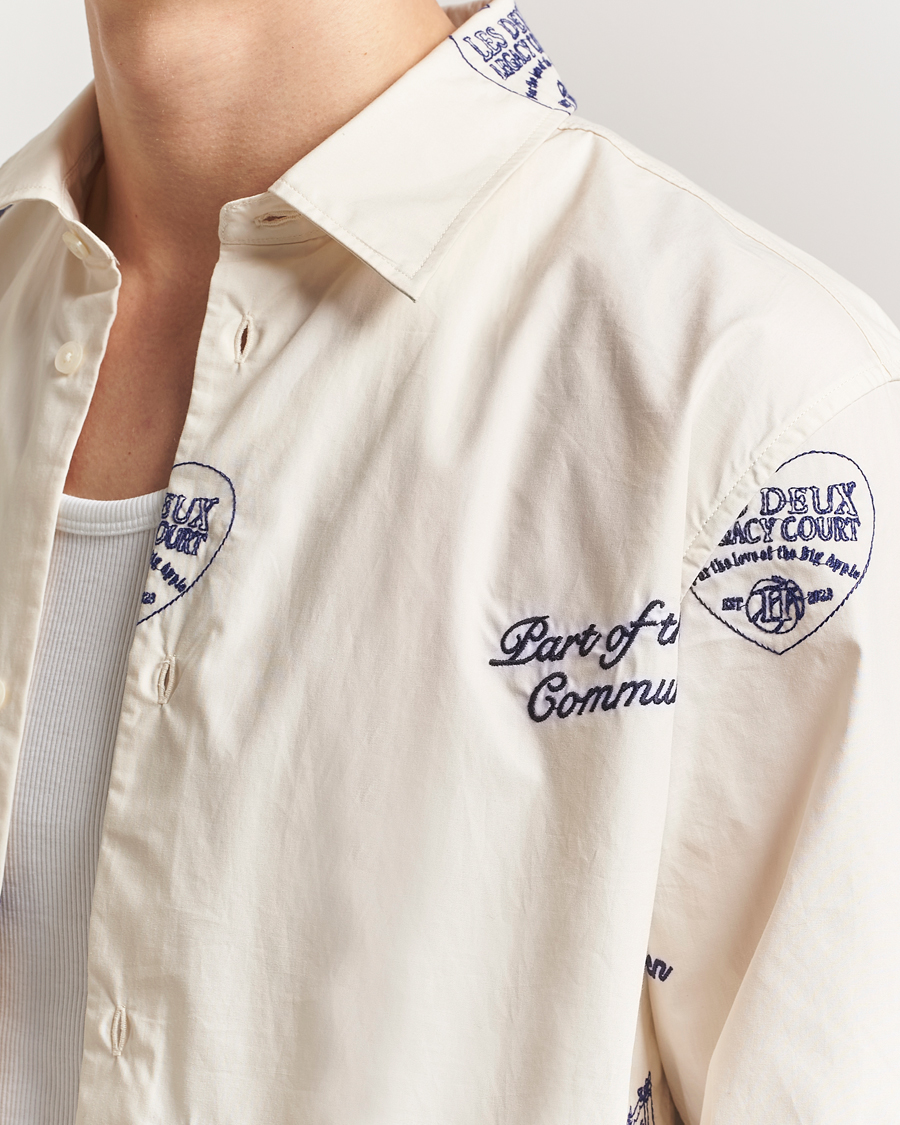 Heren | Overhemden | LES DEUX | Kalen All Over Embroidery Shirt Ivory