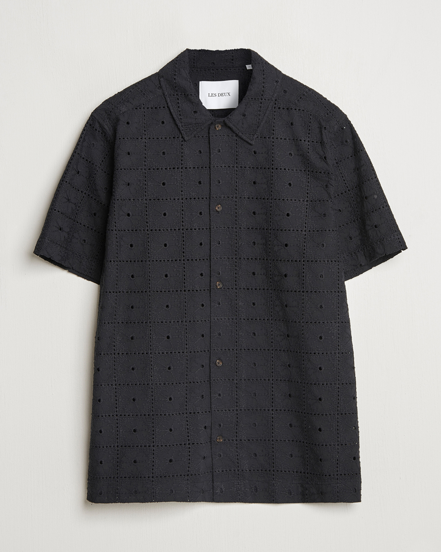Heren | Overhemden | LES DEUX | Hector Anglaise Short Sleeve Shirt Black