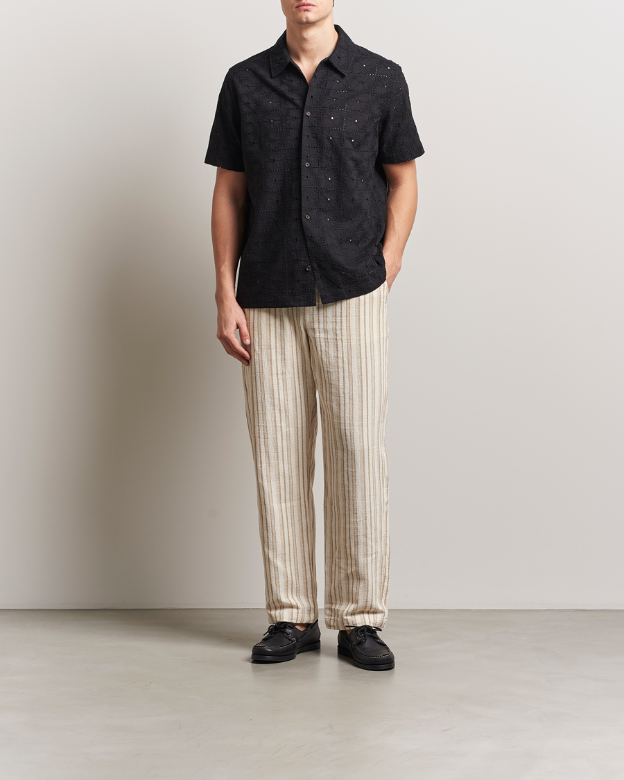 Heren | Overhemden | LES DEUX | Hector Anglaise Short Sleeve Shirt Black