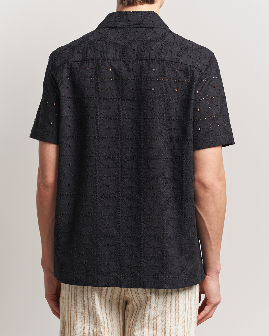 Heren | Overhemden | LES DEUX | Hector Anglaise Short Sleeve Shirt Black