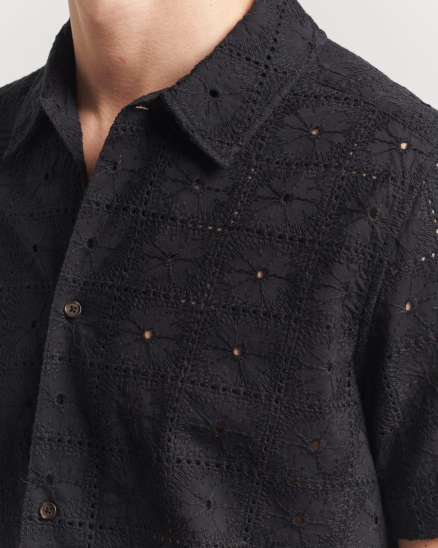Heren | Overhemden | LES DEUX | Hector Anglaise Short Sleeve Shirt Black